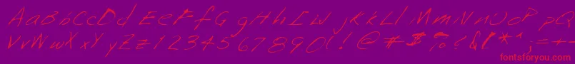 Saffronshand-Schriftart – Rote Schriften auf violettem Hintergrund