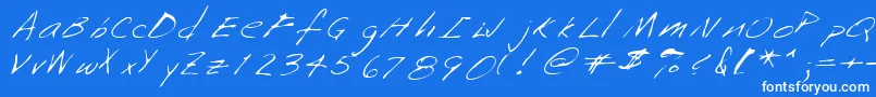 Saffronshand-Schriftart – Weiße Schriften auf blauem Hintergrund