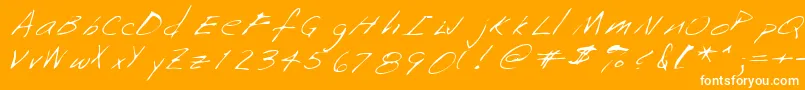 Saffronshand-Schriftart – Weiße Schriften auf orangefarbenem Hintergrund