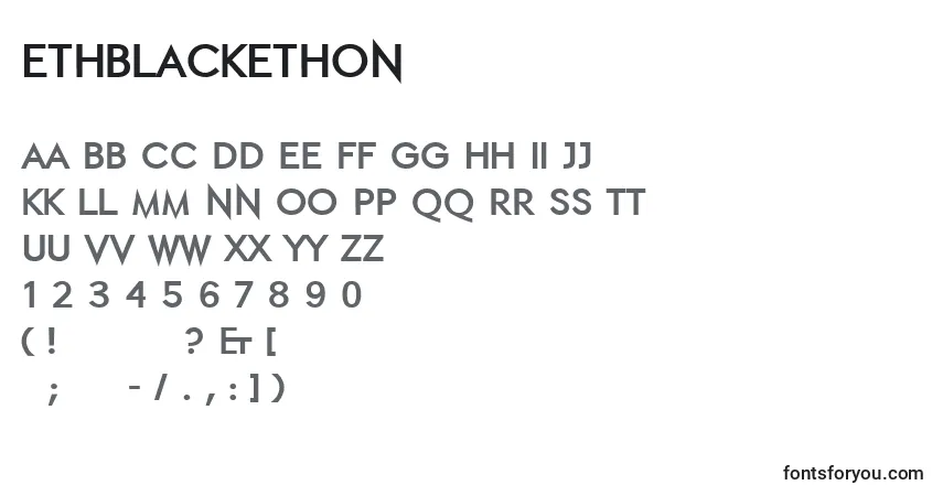 Czcionka Ethblackethon – alfabet, cyfry, specjalne znaki