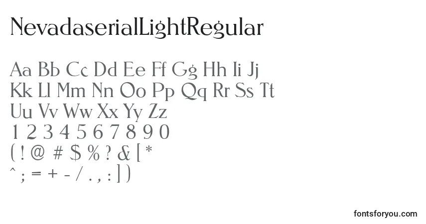 Шрифт NevadaserialLightRegular – алфавит, цифры, специальные символы