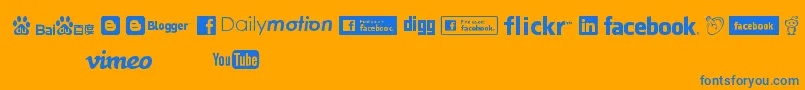 SocialLogos-Schriftart – Blaue Schriften auf orangefarbenem Hintergrund