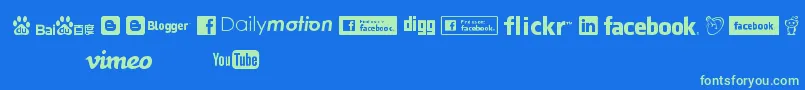 SocialLogos Font – Green Fonts on Blue Background