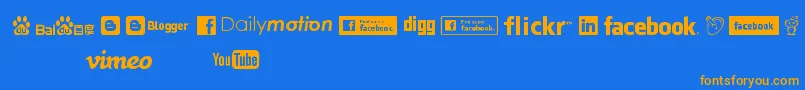 SocialLogos Font – Orange Fonts on Blue Background