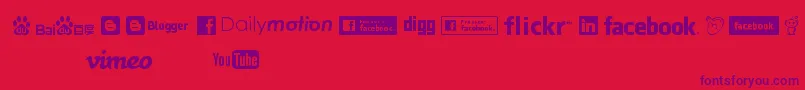 SocialLogos Font – Purple Fonts on Red Background