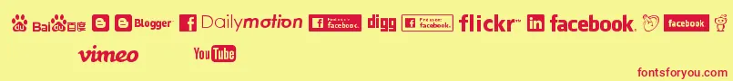 SocialLogos Font – Red Fonts on Yellow Background