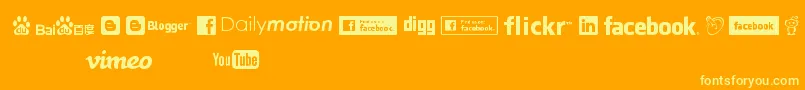 SocialLogos Font – Yellow Fonts on Orange Background