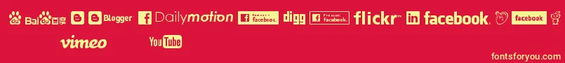 SocialLogos Font – Yellow Fonts on Red Background