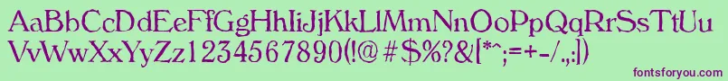 VeronaantiqueLightRegular Font – Purple Fonts on Green Background