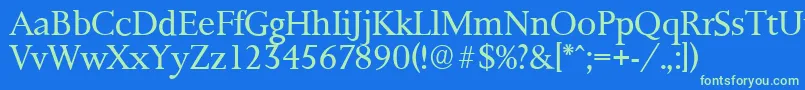 フォントPalermoserialLightRegular – 青い背景に緑のフォント