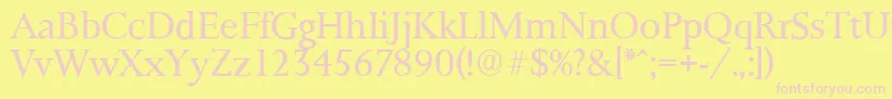 PalermoserialLightRegular-fontti – vaaleanpunaiset fontit keltaisella taustalla