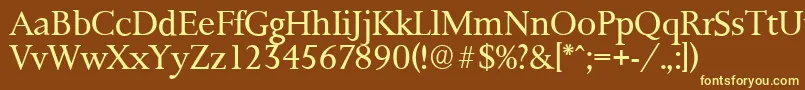 PalermoserialLightRegular-fontti – keltaiset fontit ruskealla taustalla