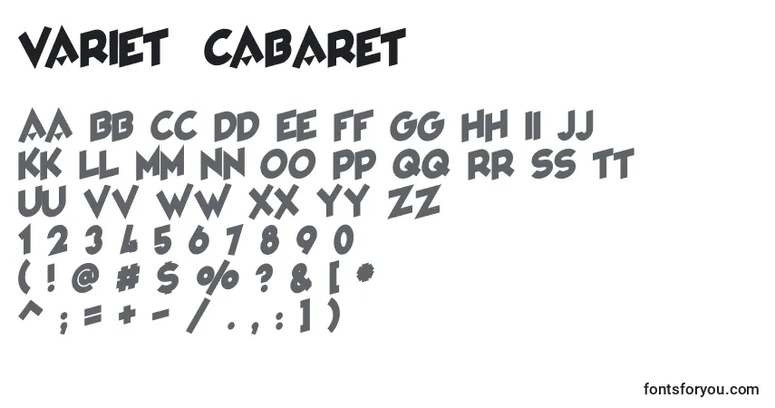 Czcionka VarietРІCabaret – alfabet, cyfry, specjalne znaki