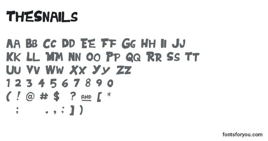 Schriftart TheSnails – Alphabet, Zahlen, spezielle Symbole