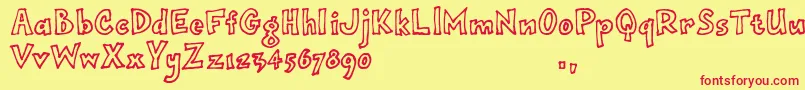 Opjimtrial Font – Red Fonts on Yellow Background