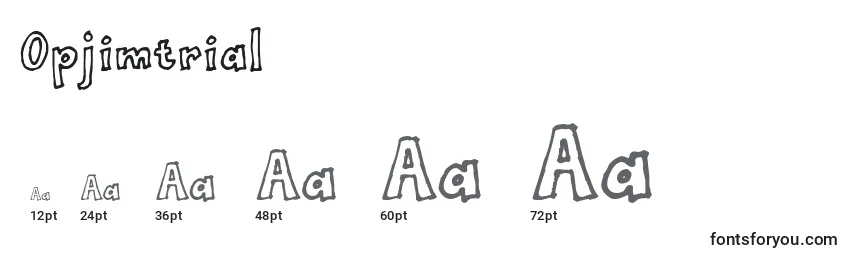 Размеры шрифта Opjimtrial (118237)
