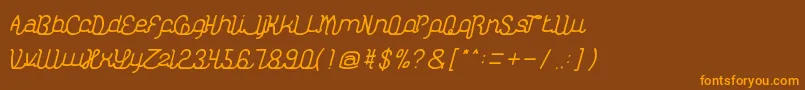 フォントKasihDanSayangThin – オレンジ色の文字が茶色の背景にあります。