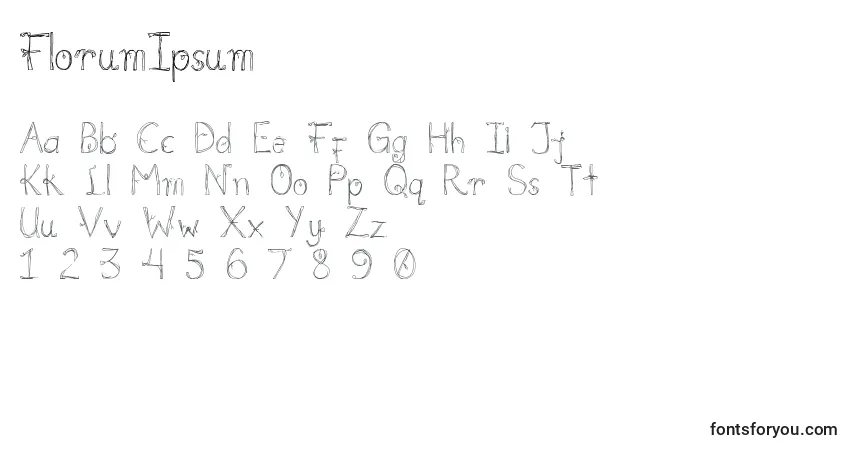 Fuente FlorumIpsum - alfabeto, números, caracteres especiales