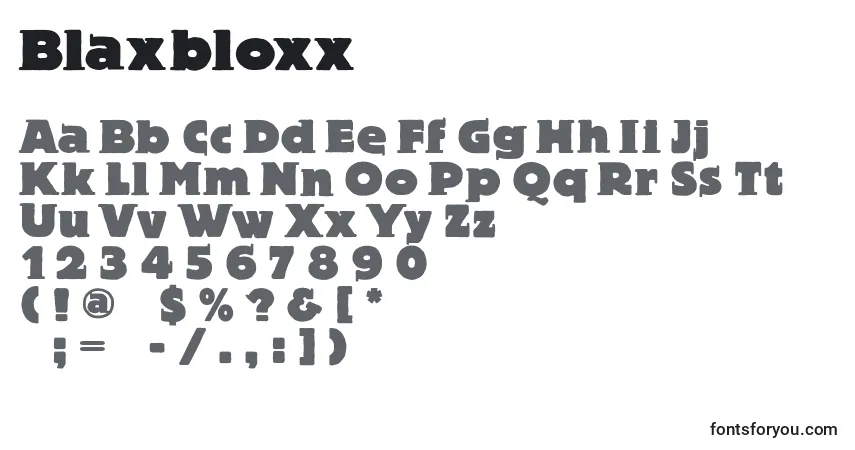 A fonte Blaxbloxx – alfabeto, números, caracteres especiais
