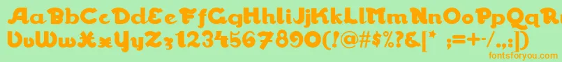 Walrus-Schriftart – Orangefarbene Schriften auf grünem Hintergrund