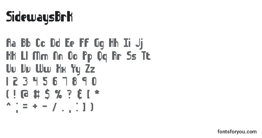 SidewaysBrkフォント–アルファベット、数字、特殊文字