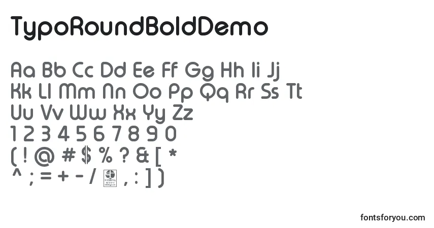 Шрифт TypoRoundBoldDemo – алфавит, цифры, специальные символы