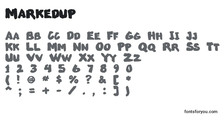 Czcionka Markedup – alfabet, cyfry, specjalne znaki