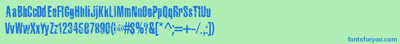 JoelsraggedfontRegular-Schriftart – Blaue Schriften auf grünem Hintergrund