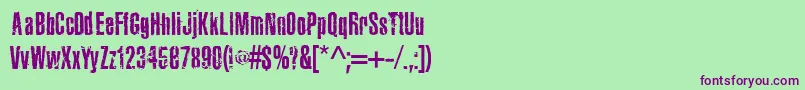 JoelsraggedfontRegular-Schriftart – Violette Schriften auf grünem Hintergrund