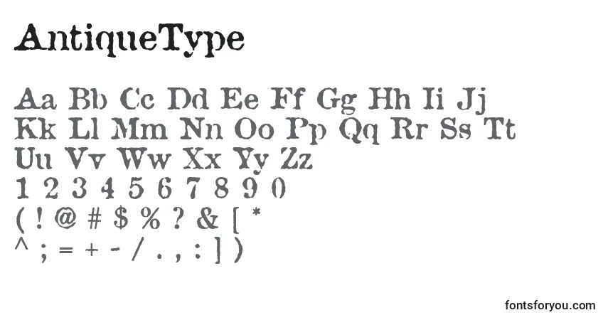 AntiqueTypeフォント–アルファベット、数字、特殊文字