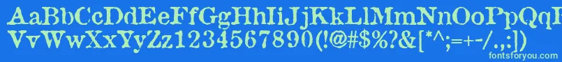 Czcionka AntiqueType – zielone czcionki na niebieskim tle