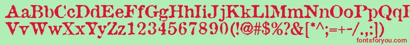 Fonte AntiqueType – fontes vermelhas em um fundo verde