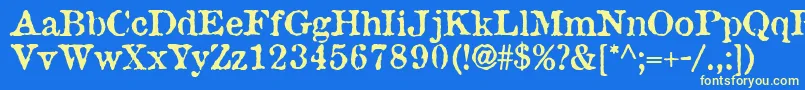 フォントAntiqueType – 黄色の文字、青い背景