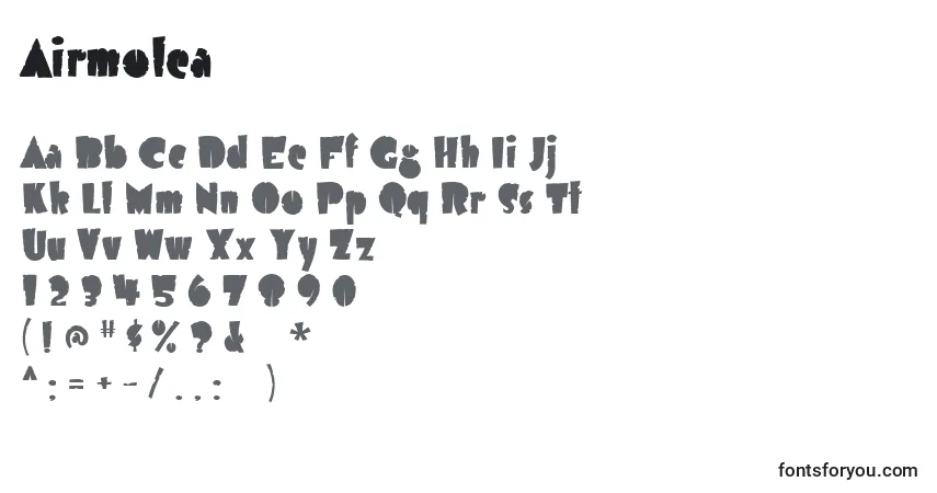 A fonte Airmolea – alfabeto, números, caracteres especiais