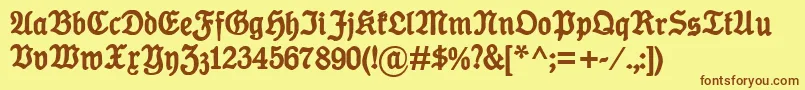 KoenigTypeBold-fontti – ruskeat fontit keltaisella taustalla