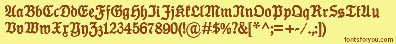 Fonte KoenigTypeBold – fontes marrons em um fundo amarelo