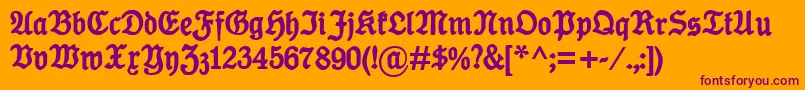 Fonte KoenigTypeBold – fontes roxas em um fundo laranja