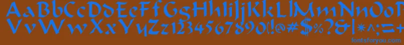 フォントBondeaRegular – 茶色の背景に青い文字