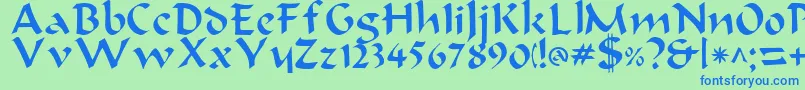 BondeaRegular Font – Blue Fonts on Green Background