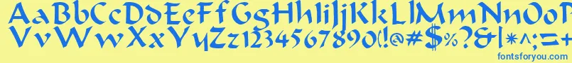 BondeaRegular Font – Blue Fonts on Yellow Background