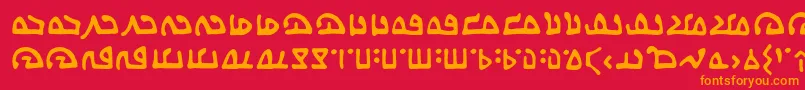 フォントWecomeinpeacebbReg – 赤い背景にオレンジの文字