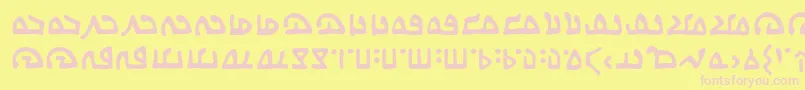 WecomeinpeacebbReg-fontti – vaaleanpunaiset fontit keltaisella taustalla