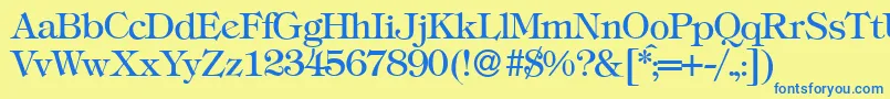 T731RomanRegular Font – Blue Fonts on Yellow Background