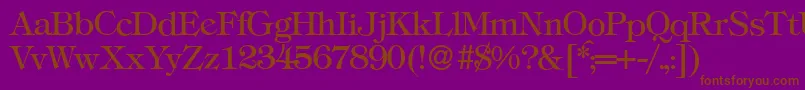 フォントT731RomanRegular – 紫色の背景に茶色のフォント