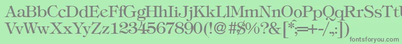 T731RomanRegular-fontti – harmaat kirjasimet vihreällä taustalla
