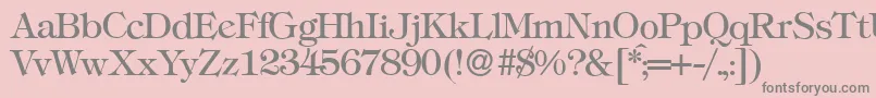 T731RomanRegular-fontti – harmaat kirjasimet vaaleanpunaisella taustalla