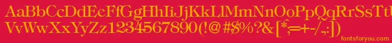 T731RomanRegular Font – Orange Fonts on Red Background