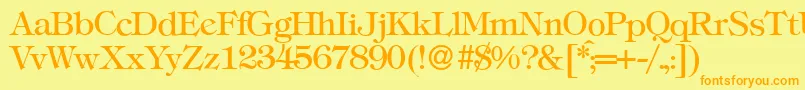 T731RomanRegular Font – Orange Fonts on Yellow Background