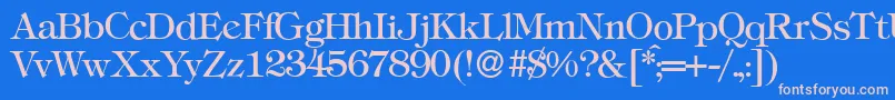 フォントT731RomanRegular – ピンクの文字、青い背景