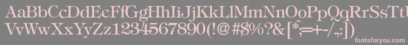 T731RomanRegular-fontti – vaaleanpunaiset fontit harmaalla taustalla